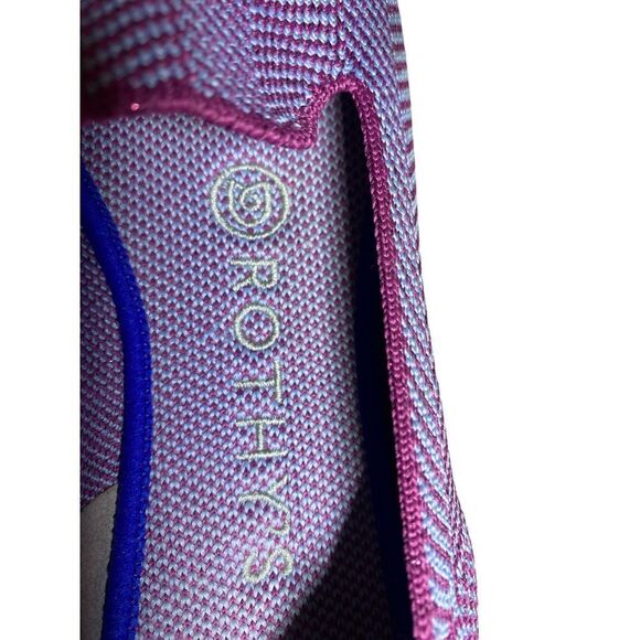 Rothys Pink & Gray Chevron Knit Loafers Slip-On Flats with Blue Trim Size 6 - Picture 11 of 13